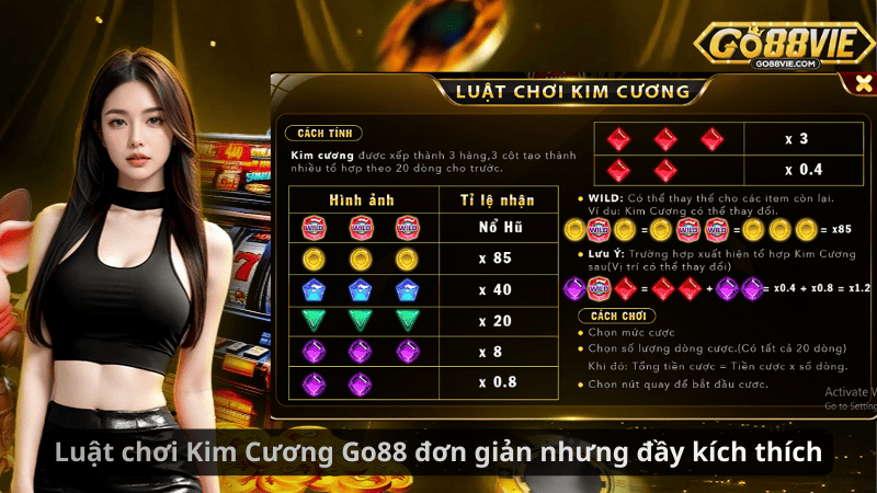 Luật chơi Kim Cương Go88 đơn giản nhưng đầy kích thích