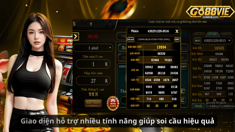 Giao diện hỗ trợ nhiều tính năng giúp soi cầu hiệu quả